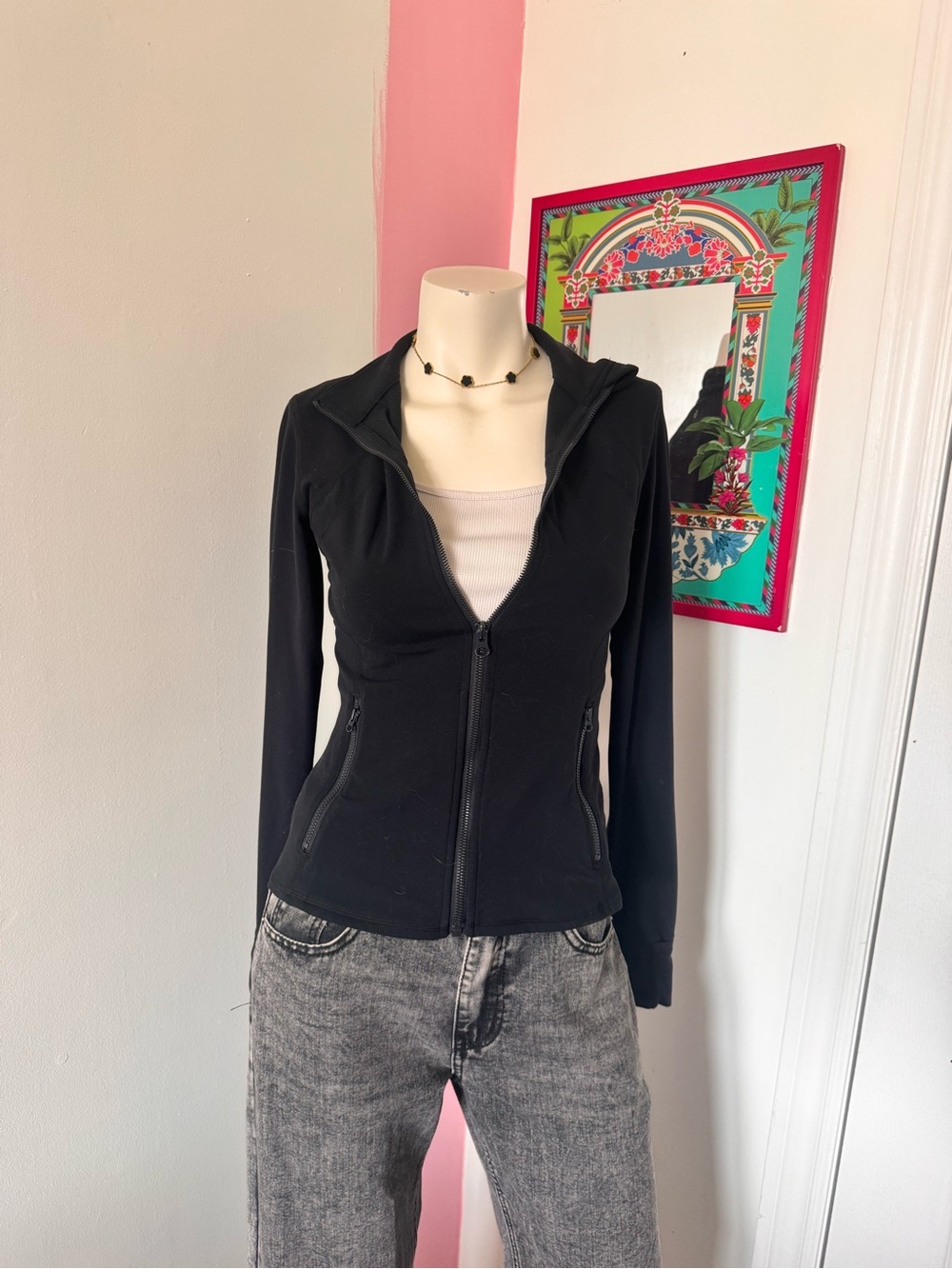 Black Zip-Up Hooded Jacket - Slim Fit